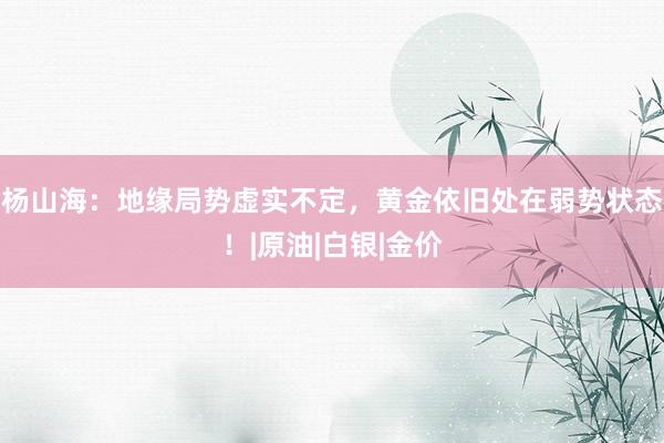 杨山海：地缘局势虚实不定，黄金依旧处在弱势状态！|原油|白银|金价