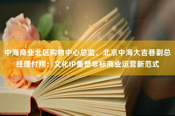 中海商业北区购物中心总监、北京中海大吉巷副总经理付翔：文化IP重塑非标商业运营新范式
