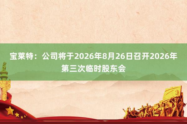 宝莱特：公司将于2026年8月26日召开2026年第三次临时股东会