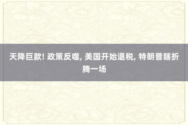 天降巨款! 政策反噬, 美国开始退税, 特朗普瞎折腾一场