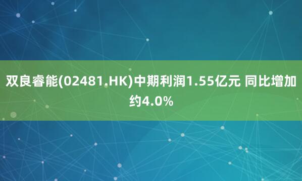 双良睿能(02481.HK)中期利润1.55亿元 同比增加约4.0%