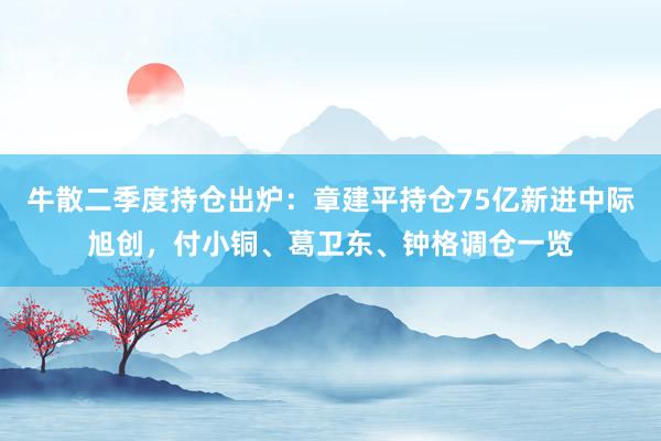 牛散二季度持仓出炉：章建平持仓75亿新进中际旭创，付小铜、葛卫东、钟格调仓一览