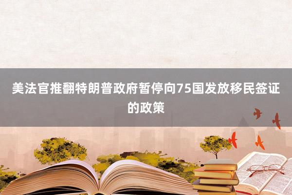 美法官推翻特朗普政府暂停向75国发放移民签证的政策