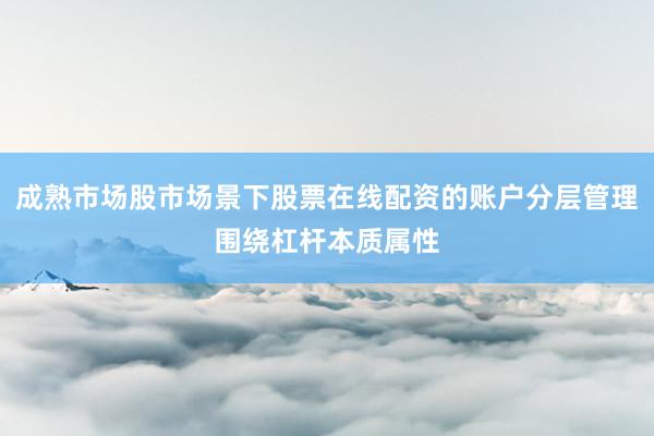 成熟市场股市场景下股票在线配资的账户分层管理围绕杠杆本质属性