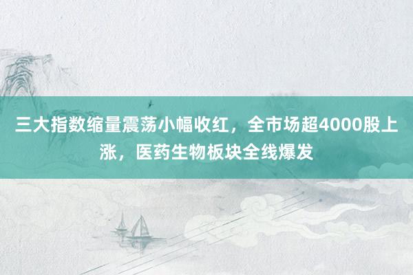 三大指数缩量震荡小幅收红，全市场超4000股上涨，医药生物板块全线爆发
