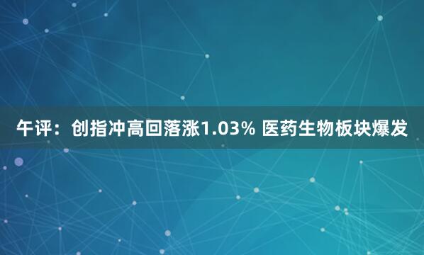 午评：创指冲高回落涨1.03% 医药生物板块爆发