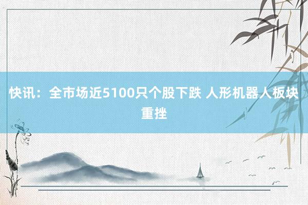 快讯：全市场近5100只个股下跌 人形机器人板块重挫