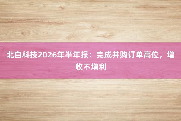 北自科技2026年半年报：完成并购订单高位，增收不增利