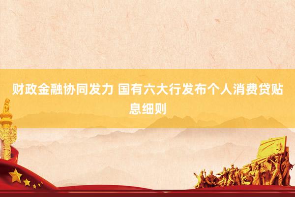 财政金融协同发力 国有六大行发布个人消费贷贴息细则