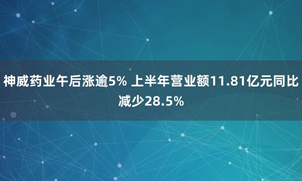 神威药业午后涨逾5% 上半年营业额11.81亿元同比减少28.5%