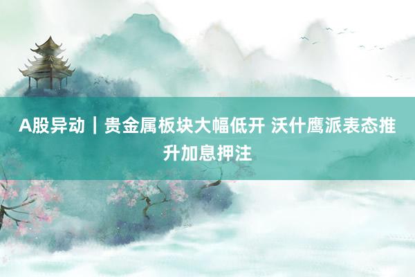 A股异动｜贵金属板块大幅低开 沃什鹰派表态推升加息押注