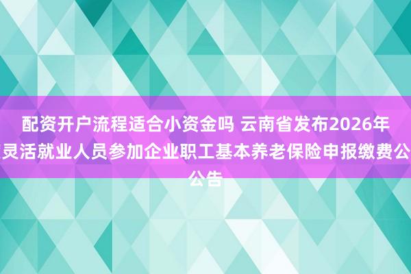 配资开户流程适合小资金吗 云南省发布2026年度灵活就业人员参加企业职工基本养老保险申报缴费公告