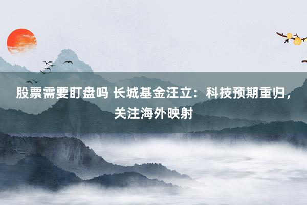 股票需要盯盘吗 长城基金汪立：科技预期重归，关注海外映射