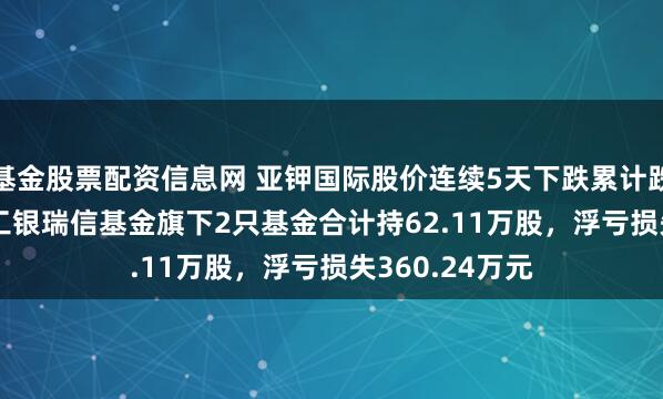 基金股票配资信息网 亚钾国际股价连续5天下跌累计跌幅12.61%，工银瑞信基金旗下2只基金合计持62.11万股，浮亏损失360.24万元