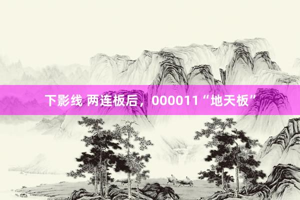 下影线 两连板后，000011“地天板”