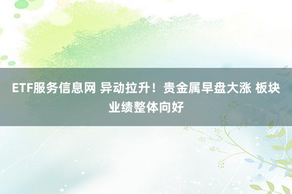 ETF服务信息网 异动拉升！贵金属早盘大涨 板块业绩整体向好